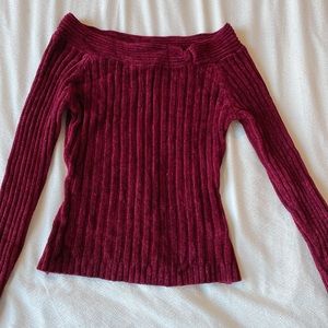 Red maroon chenille vintage y2k ultra soft sweater long sleeve